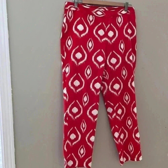 [US10]Natori Ikat Pattern Red Cotton  Crop - Picture 2 of 5